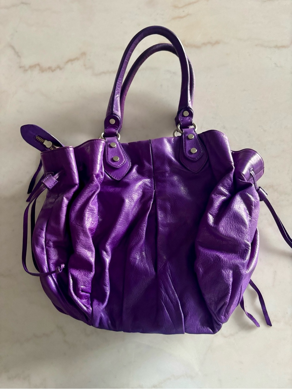 Botkier Purple Leather Drawstring Bag